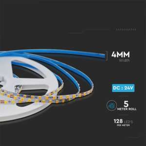 LED лента 10W/M 6400K IP20 24V VT-2835-128 V-TAC ролка 5 метра | Rotozoom