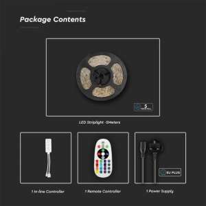 LED лента /комплект/ 15W/M RGB+3IN1 IP65 VT-5050-90 V-TAC ролка 5 метра | Rotozoom
