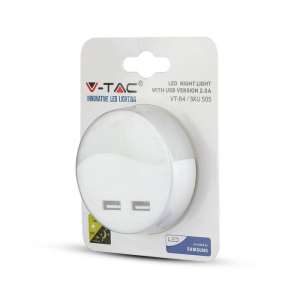 LED нощна лампа 0.45W 3000K с USB VT-84 V-TAC кръгла | AVStore