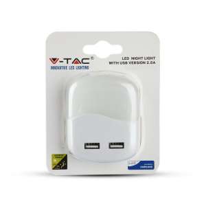 LED нощна лампа 0.45W 3000K с USB VT-84 V-TAC квадратна | AVStore