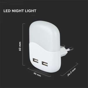 LED нощна лампа 0.45W 3000K с USB VT-84 V-TAC квадратна | AVStore