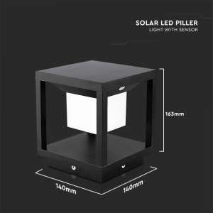 LED соларна лампа фенер със сензор за движение 2W 3000K VT-11022 V-TAC черна | AVStore