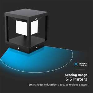 LED соларна лампа фенер със сензор за движение 2W 3000K VT-11022 V-TAC черна | AVStore