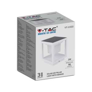 LED соларна лампа фенер със сензор за движение 2W 3000K VT-11022 V-TAC бяла | AVStore