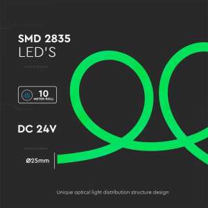 LED лента зелен флекс 12W/M IP20 24V VT-551 V-TAC ролка 10 метра | Rotozoom