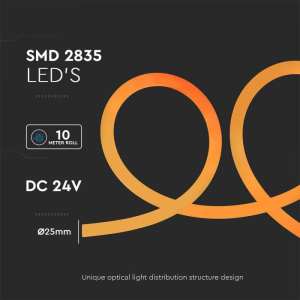 LED лента оранжев флекс 12W/M IP20 24V VT-551 V-TAC ролка 10 метра | Rotozoom