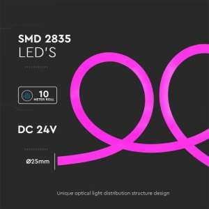 LED лента розов флекс 12W/M IP20 24V VT-551 V-TAC ролка 10 метра | Rotozoom