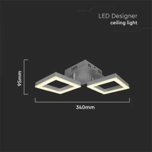 LED плафон квадратен 37W 3000K VT-7786 V-TAC сив | AVStore