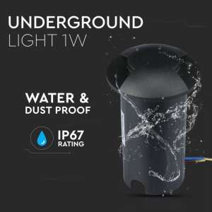 LED подземна лампа 1W 6500K VT-1161 V-TAC черна | Rotozoom