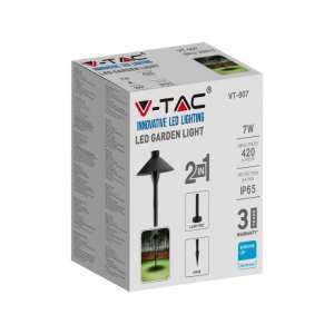 LED градинска лампа Samsung чип 7W 6400К VT-907 V-TAC черна | Rotozoom