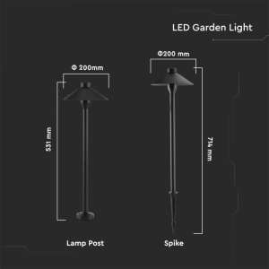 LED градинска лампа Samsung чип 7W 6400К VT-907 V-TAC черна | Rotozoom