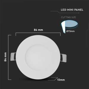 LED панел с EMC драйвер 3W 6400K V-TAC VT-307 8см | AVStore