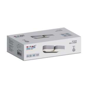LED стенна двойна лампа 10W 3000K VT-814 V-TAC бяла | Rotozoom