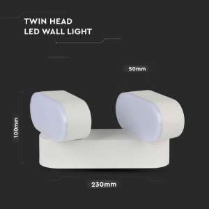 LED стенна двойна лампа 10W 3000K VT-814 V-TAC бяла | Rotozoom