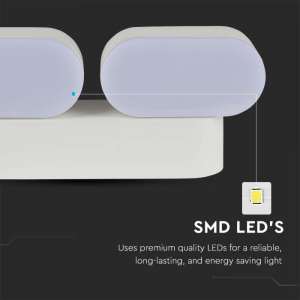 LED стенна двойна лампа 10W 3000K VT-814 V-TAC бяла | Rotozoom