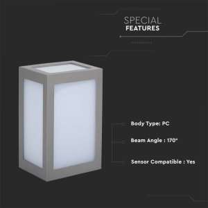 LED стенна лампа 12W 4000K VT-822 V-TAC сива | AVStore