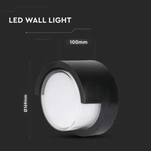 LED стенна лампа 12W 3000K VT-827 V-TAC черна кръгла | AVStore