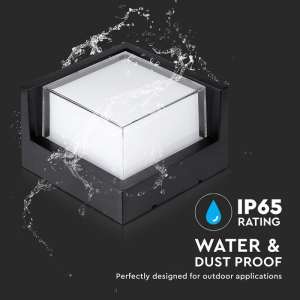 LED стенна лампа 12W 4000K VT-827 V-TAC черна квадратна | Rotozoom