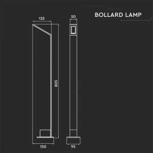 LED градинска лампа 6W 4000K VT-896 V-TAC сива | AVStore