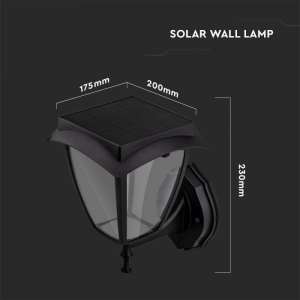 LED соларна стенна лампа 2W 3000+6000K VT-982 V-TAC черна | AVStore