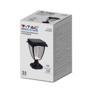 LED соларна лампа 2W 3000+6000K VT-983 V-TAC черна | Rotozoom