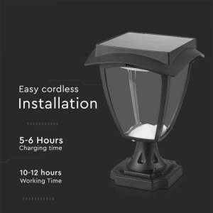LED соларна лампа 2W 3000+6000K VT-983 V-TAC черна | Rotozoom