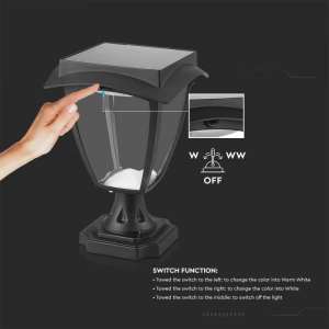 LED соларна лампа 2W 3000+6000K VT-983 V-TAC черна | Rotozoom