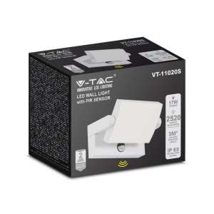 LED стенна лампа със сензор за движение 17W 3000K VT-11020S V-TAC бяла | Rotozoom