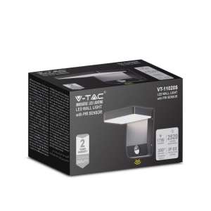LED стенна лампа със сензор за движение 17W 3000K VT-11020S V-TAC черна | AVStore