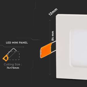 LED панел 3W 6400K V-TAC VT-307 8×8см | Rotozoom