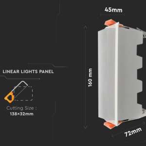 LED линеен панел 10W 6400K V-TAC VT-10002 16см | AVStore