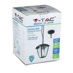 Градински пендел E27 VT-735 V-TAC черен | Rotozoom