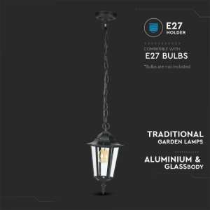 Градински пендел E27 VT-752 V-TAC черен матов | Rotozoom