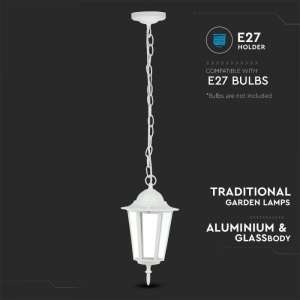 Градински пендел E27 VT-752 V-TAC бял матов | AVStore