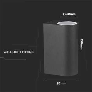 LED стенно осветително тяло 2xGU10 VT-7652 V-TAC черно | Rotozoom