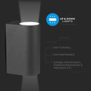 LED стенно осветително тяло 2xGU10 VT-7652 V-TAC черно | Rotozoom