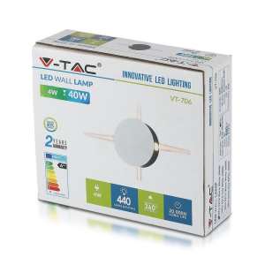 LED стенна лампа 4W 4000K VT-706 V-TAC бяла кръгла | Rotozoom