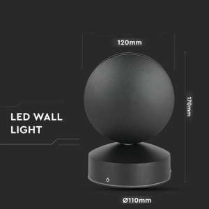 LED стенна лампа 7W 3000K VT-707 V-TAC черна | AVStore