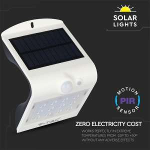 LED соларна стенна лампа със сензор за движение 1.5W 4000K VT-767-2 V-TAC бяла | AVStore