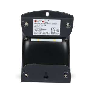 LED соларна стенна лампа със сензор за движение 1.5W 4000K VT-767-2 V-TAC черна | AVStore
