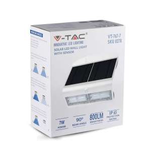 LED соларна стенна лампа 7W 4000K VT-767-7 V-TAC бяла | Rotozoom