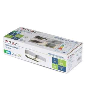LED стенна двойна лампа 12W 3000K VT-814 V-TAC черна | AVStore