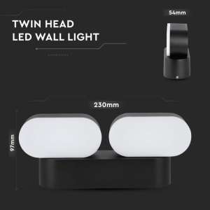 LED стенна двойна лампа 12W 3000K VT-814 V-TAC черна | AVStore