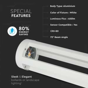 LED градинска лампа 10W 6400K VT-820 V-TAC бяла | Rotozoom