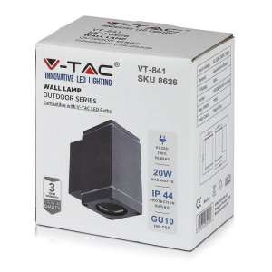 Стенно осветително тяло GU10 VT-841 V-TAC сиво едностранен светлинен поток | Rotozoom