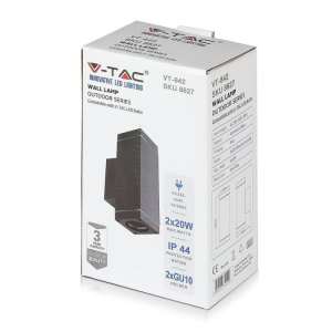 Стенно осветително тяло GU10 VT-842 V-TAC сиво двустранен светлинен поток | Rotozoom