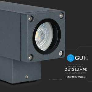 Стенно осветително тяло GU10 VT-842 V-TAC сиво двустранен светлинен поток | Rotozoom