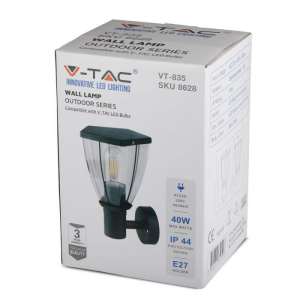 Стенно осветително тяло E27 VT-835 V-TAC черно | AVStore