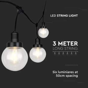 LED редица лампи 6xE27 VT-720S V-TAC черно 3 метра | Rotozoom