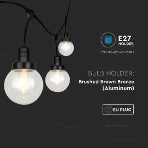 LED редица лампи 6xE27 VT-720S V-TAC черно 3 метра | Rotozoom